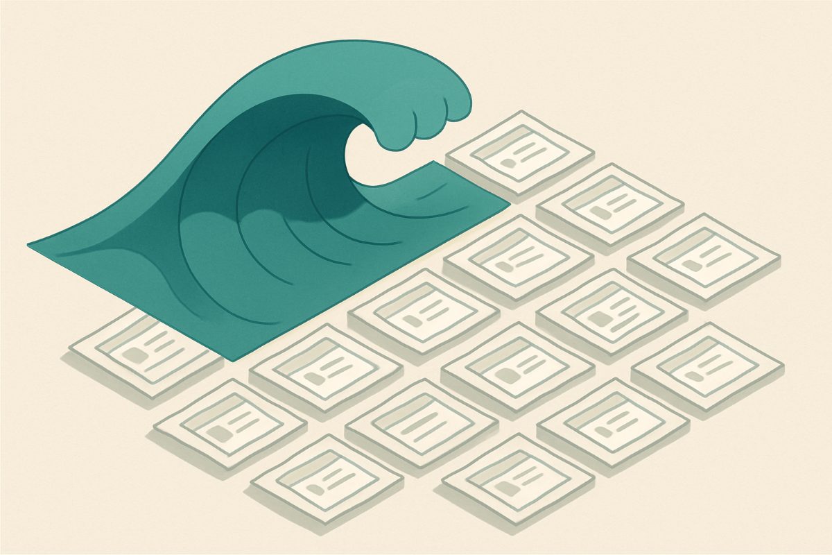 Illustration: a release wave rolling across a grid of sites.
