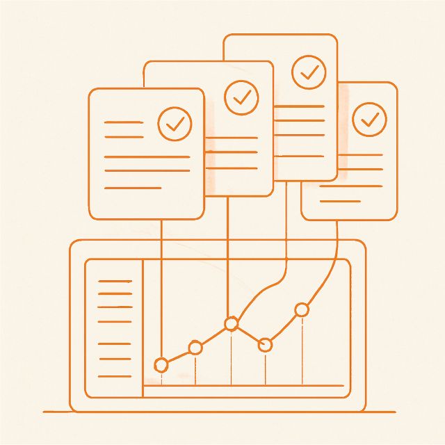Illustration: suggestion cards emerging from a content graph.