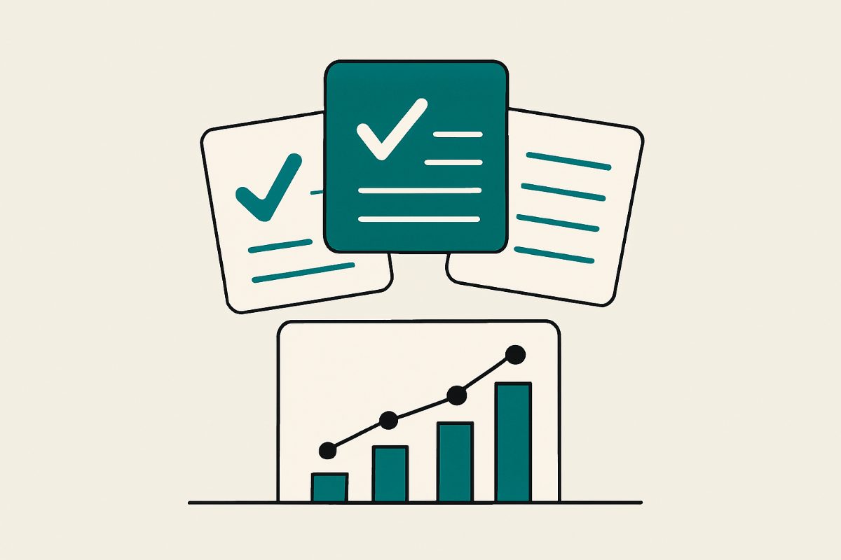 Illustration: suggestion cards emerging from a content graph.