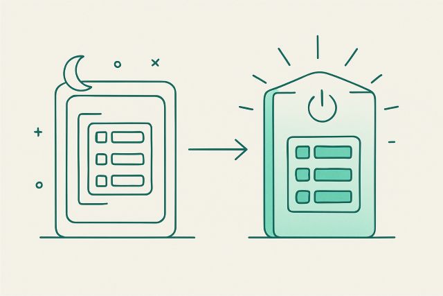 Illustration: a legacy component powering down as a replacement lights up.