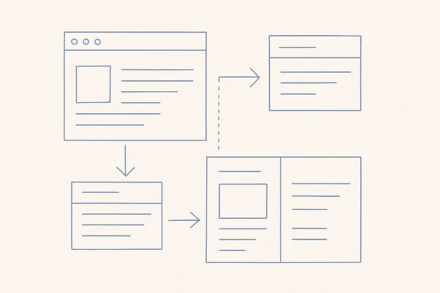 Illustration: interface panels rearranging into a new layout.