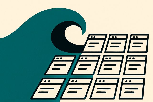 Illustration: a release wave rolling across a grid of sites.