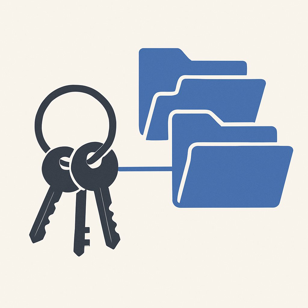 Illustration: a ring of keys mapped to nested folders.