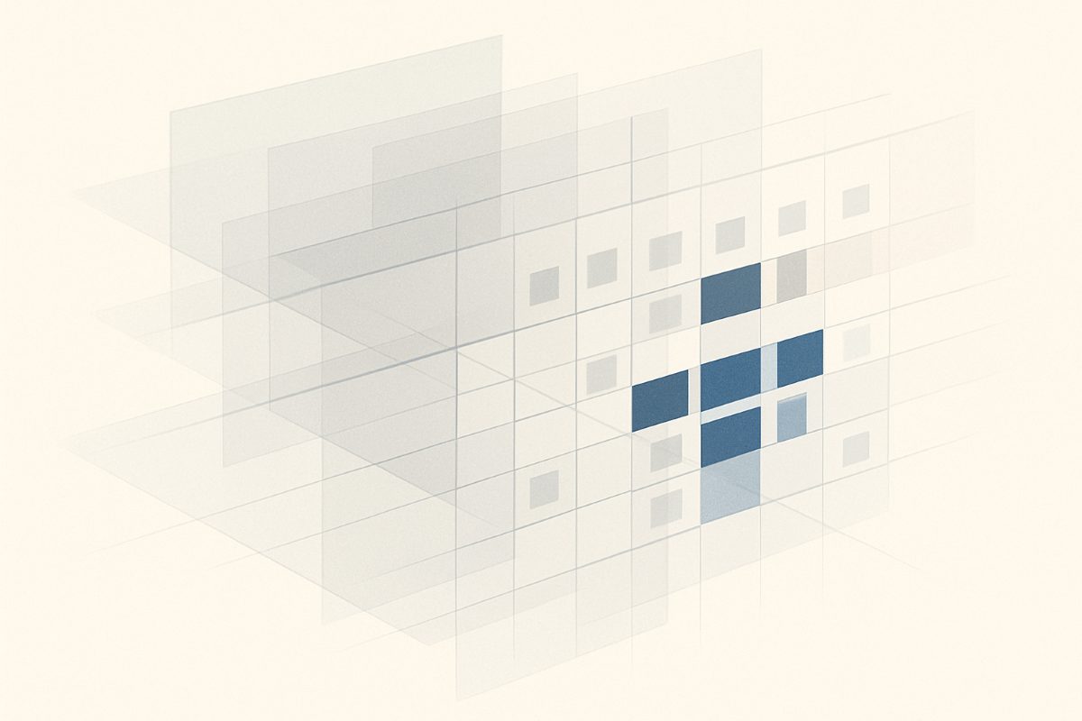 Illustration: a permissions matrix of filled and empty cells.