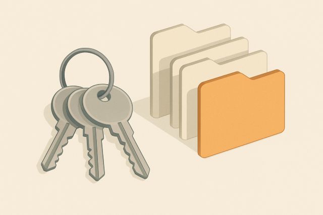 Illustration: a ring of keys mapped to nested folders.