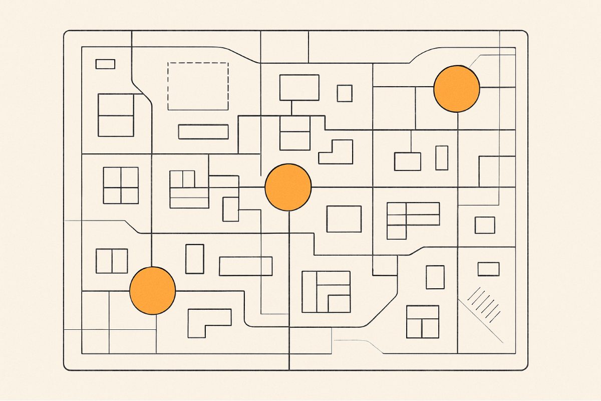 Illustration: a site map with unowned nodes highlighted.
