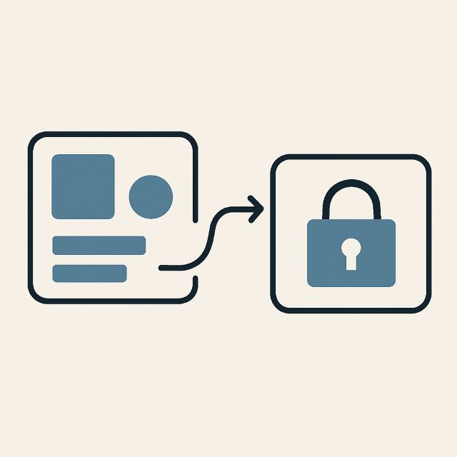 Illustration: content flowing between two distinct containers along a guided path.