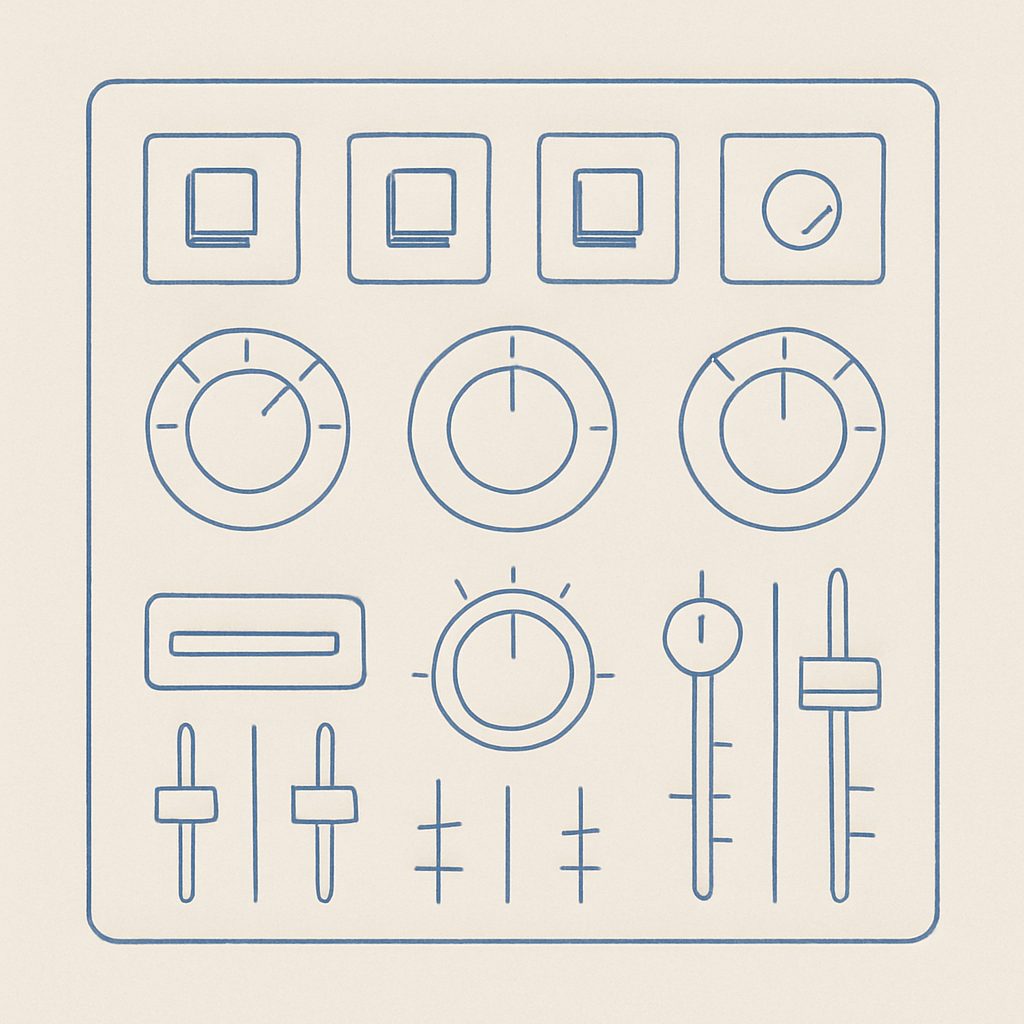 Illustration: a panel of configuration switches and dials.