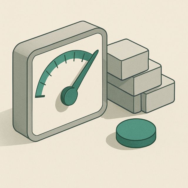 Illustration: a dial pinned at its maximum with overflow items queued.