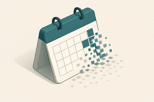 Illustration: a calendar dissolving older records.