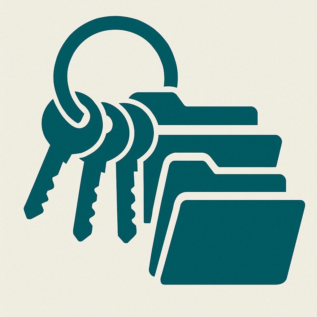 Illustration: a ring of keys mapped to nested folders.
