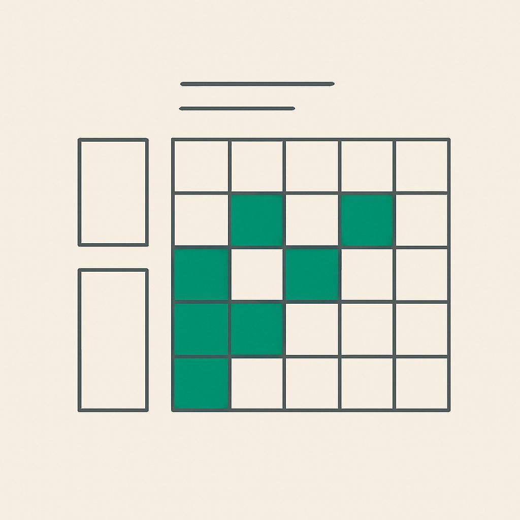 Illustration: a permissions matrix of filled and empty cells.
