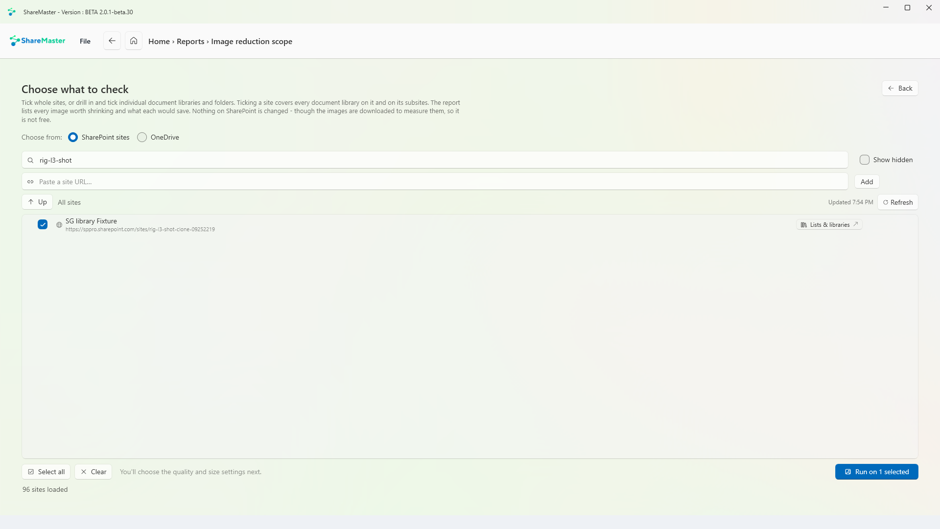 Image size report: choosing which sites, libraries or folders to check for oversized images