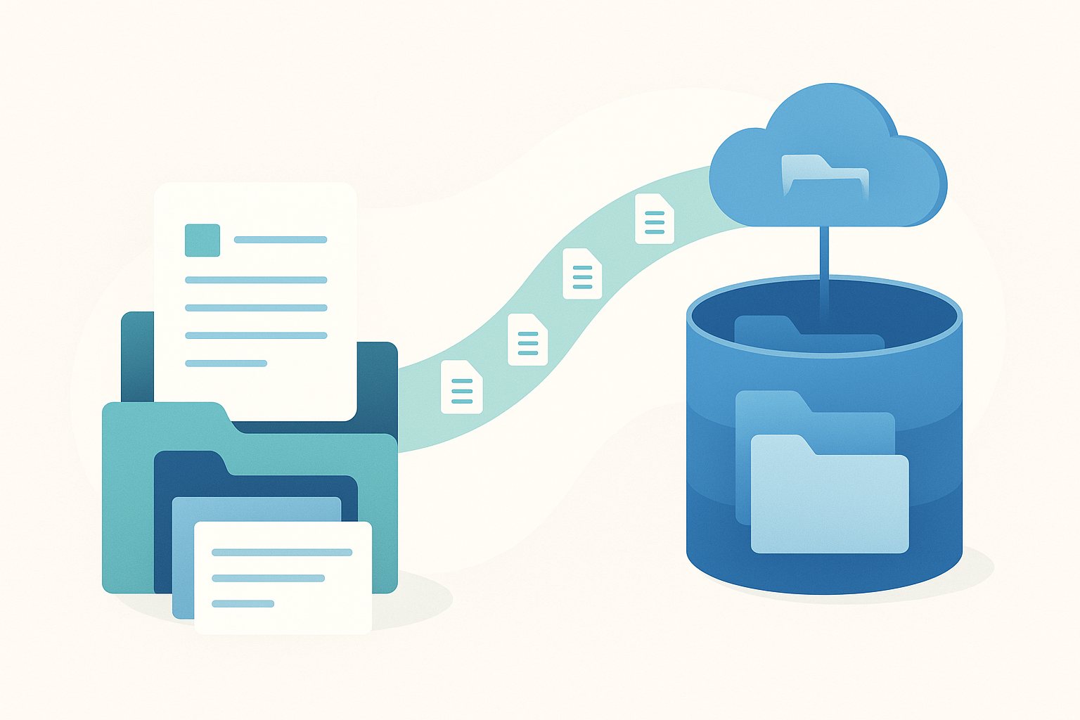 Documents and folders flowing from a SharePoint library into an Azure Blob Storage container